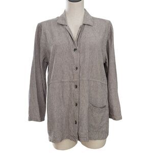 Christopher & Banks Pinstripe Shirt Jacket Blazer Collared Button Front Artsy M